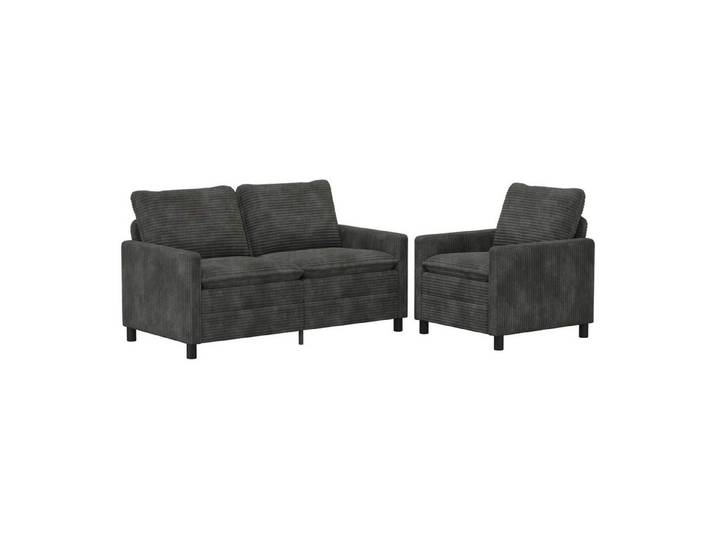 vidaXL Sofa Sofa Set 2 stk. Anthrazit Polyester, 2 Teile, Sofa Set 2 stk. Anthrazit Polyester