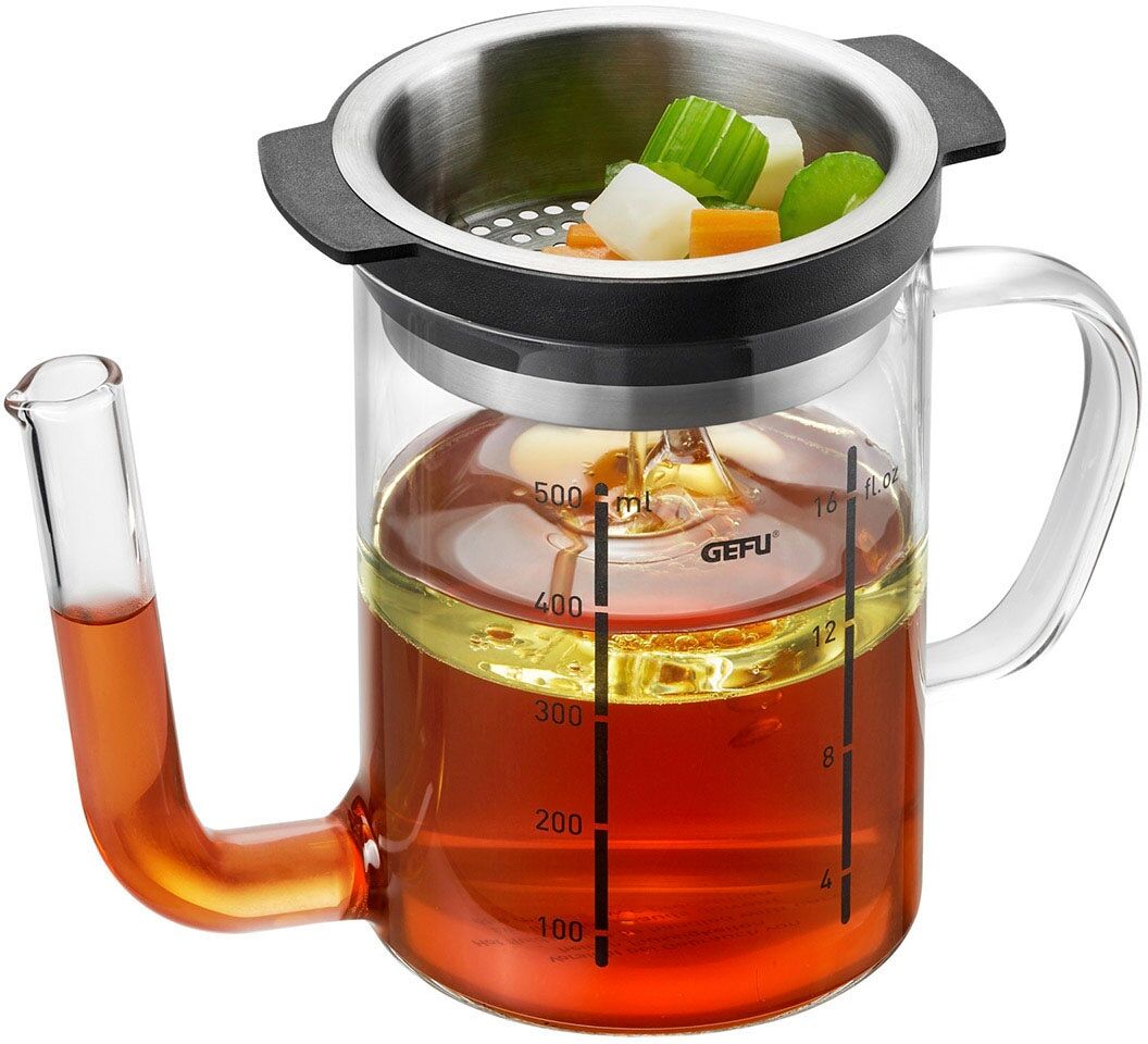Fetttrennkanne GEFU "SEPARATO", transparent, H:13,4cm, Borosilikatglas, Messbecher, effektive Fettabscheidung, 0,5 Liter