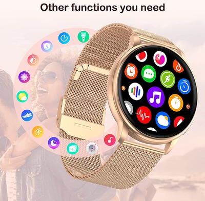 Uplifted Trends Bluetooth Call Smart Watch For Women And Men Custom Dial Sport Fitness Tracker With Heart Rate Monitoring black
