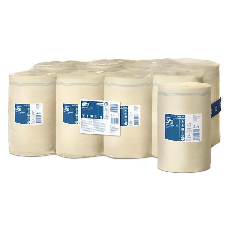 Tork Aftørringspapir Basic M1 gul 115m 1-lag - (11 ruller pr. karton) (11x) (TOR120144)