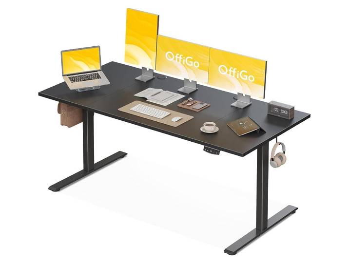 Elektrischer Schreibtisch höhenverstellbar 180x70 cm Schwarz mit Memory-Funktion