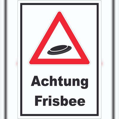 HB-Druck Achtung Frisbee Aufkleber A8 (52x74mm)