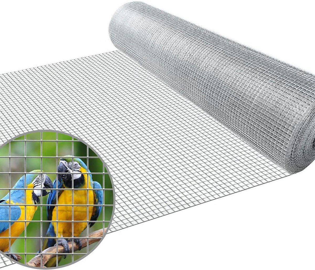 Verzinkt metalen draadgaas voor dierenverblijven, 1 x 5 m, metaalkleurig