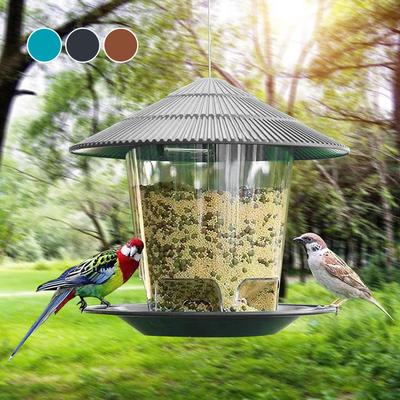 Friendly Fresh Finds Bird Feeder Dispenser Automatic Outdoor Nut Feeding Tool With Multiple Holes For Easy Hanging gray