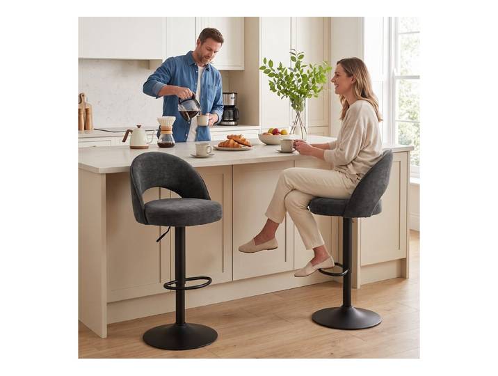 HOMCOM Barhocker Barstuhl mit Rückenlehne (Set, 2 St., 2er Set), 360° drehbar, höhenverstellbar