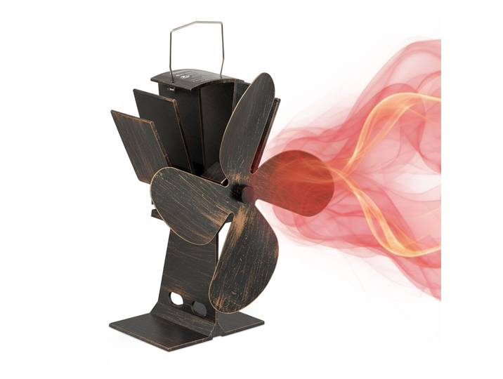 Ofenventilator ohne Strom Vintage Hellbraun-Schwarz