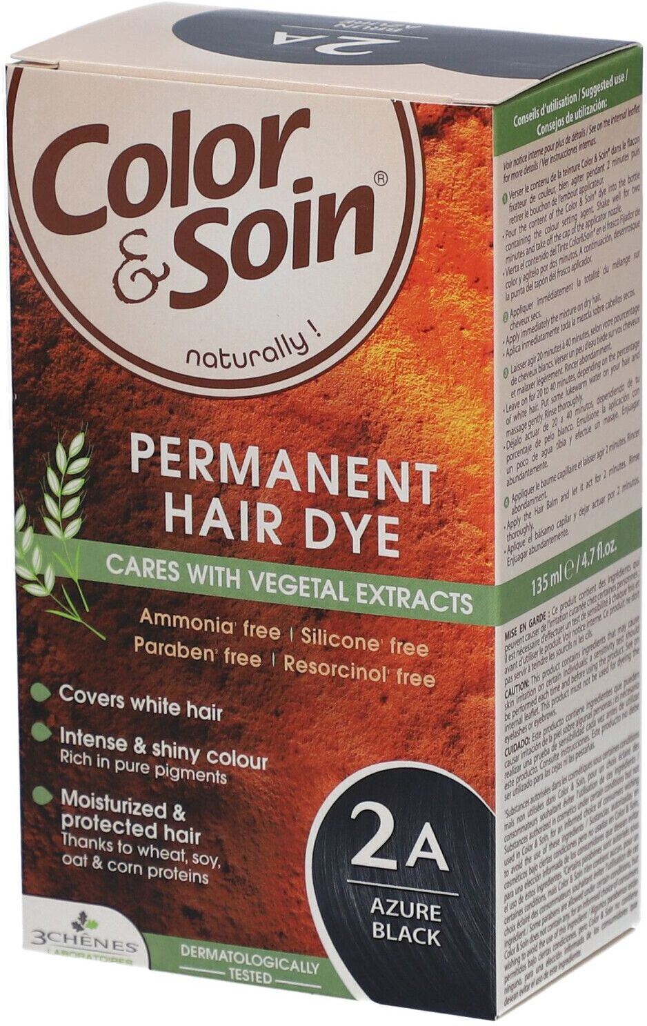 Color & Soin Coloration 2A brun azuré 135 ml Set
