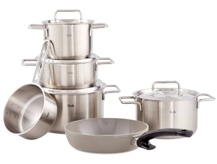 Fissler Topfset 5-tlg. PURE + Gratis Bratpfanne Ceratal 24cm, silber, Edelstahl