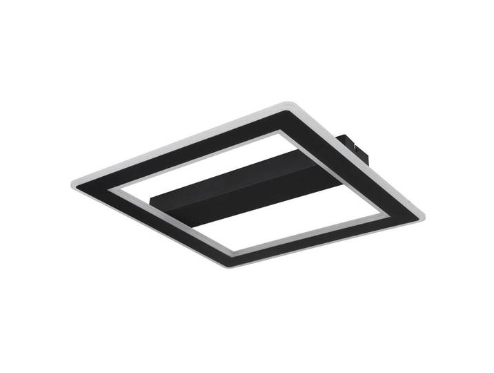 Globo Led-Deckenleuchte Mattia, Opal, Schwarz, Metall, Kunststoff, quadratisch, 45x5x45 cm, CE, Lampen & Leuchten, LED Beleuchtung, LED-Deckenleuchten