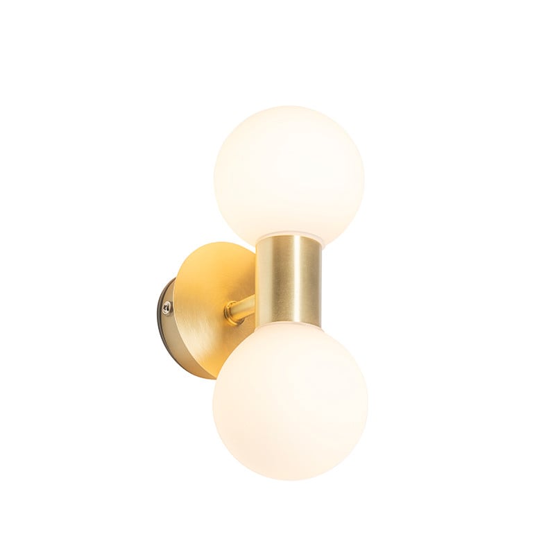 Qazqa Moderne Wandlamp Goud/Messing IP44 met Glas voor de Badkamer