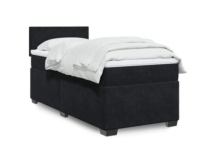 vidaXL Boxspringbett mit Matratze Schwarz Einzelbett Samt