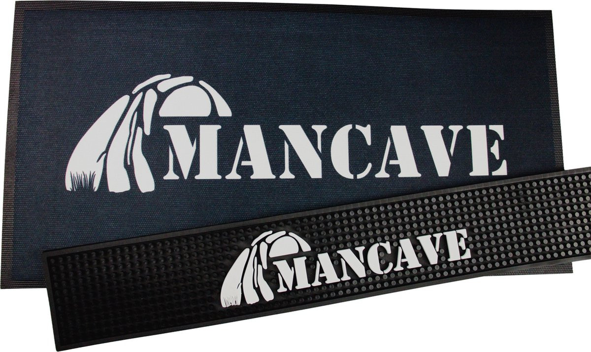Cave & Garden Mancave Bar Runner en Antislip Bar Mat Set - 60 x 30 cm en 60 x 10 cm