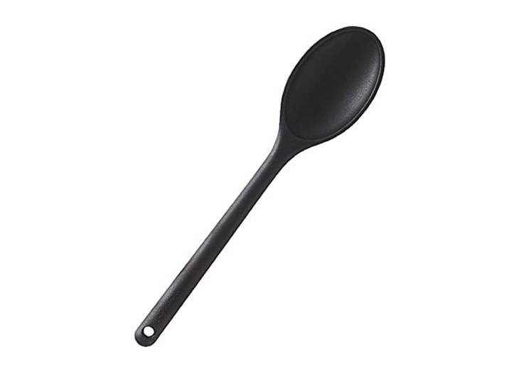 MASTRAD - Holle keukenlepel - Bereiden, Bakken, Mengen - Unibloc - Silicone - Krast de pannen niet - Zwart