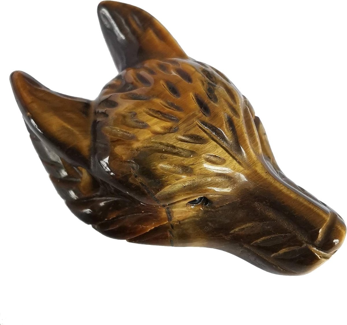Wolf Möbel Handgesneden Wolf Steen Beeldje - Bruin - 40mm