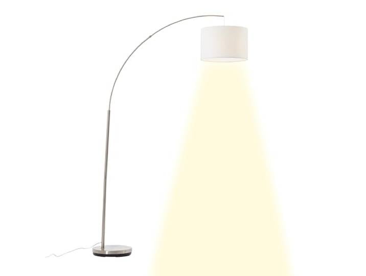 Brilliant Lampe Clarie lampe à poser en arc 1\, 8m fer/blanc 1x A60\, E27\, Lampe à arc de 1\,8 m\, Ø 36 cm\, 1 x E27\, max. 60 W\, métal/textile