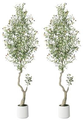 Yun Tall Faux Olive Tree，5ft/6ft/7ft Tall Faux Olive Tree,1pack or 2pack