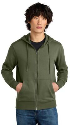 District DT1103 Perfect Weight Fleece Full-Zip Hoodie in Military Green size 2XL