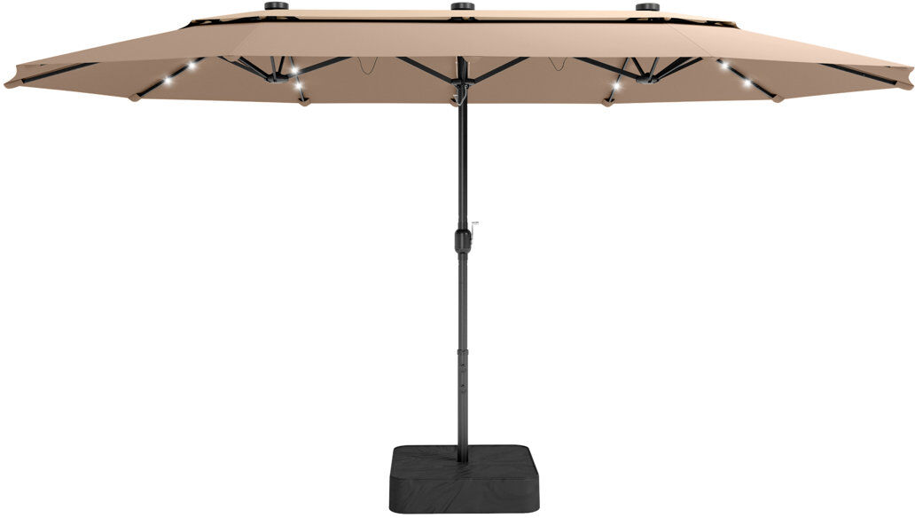 EUCamping World Int. (Alphamarts) Rectangular Lighted Market Parasol Dark Beige 274.3cm W x 457.2cm D