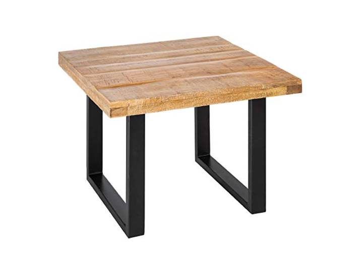 Couchtisch IRON CRAFT 60cm - schwarz natur - Mangoholz - robust Massiv, Handarbeit, hochwertig, individuelle Maserung, für Wohnzimmer, Unikat, Eisengestell