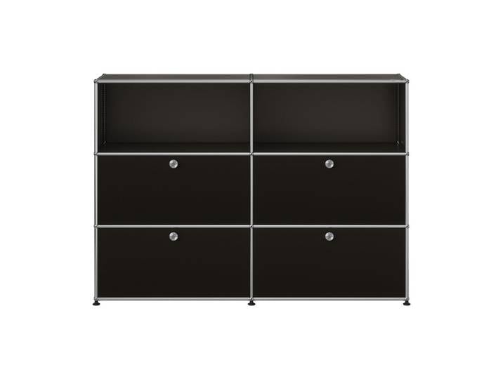 USM Haller Highboard 2-fach breit 2 Fächer 4 Klapptüren graphitschwarz oben mit Schloss 153x109x38 cm