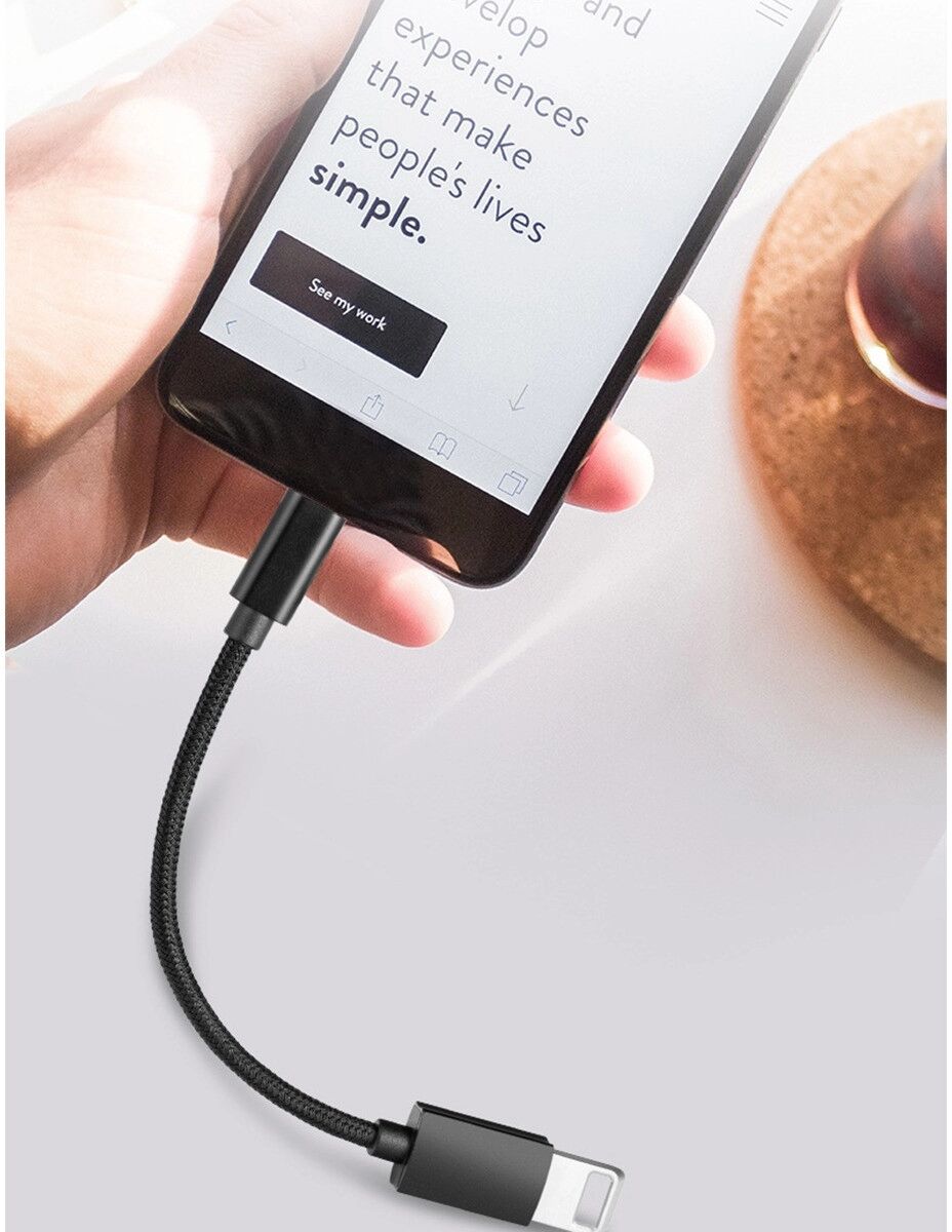 INF USB-C zu USB-A OTG Adapterkabel – USB 3.2 10Gbps, Nylon geflochten, Aluminiumlegierung, Typ-C Stecker zu USB-A Buchse, Schwarz