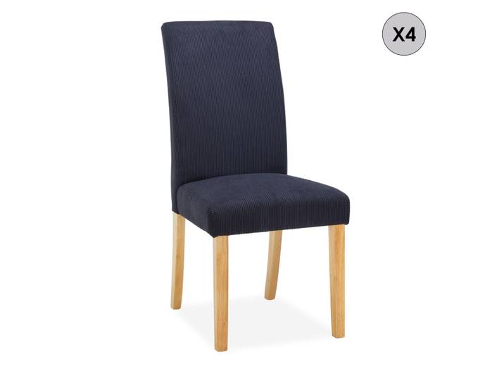 Lot de 4 chaises en velours côtelé noir