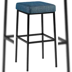 Proregal CHEFGASTRO Barhocker PALM SPRINGS Schwarz Stoff HxBxT 78x37x37cm Stoff Blau Barstuhl