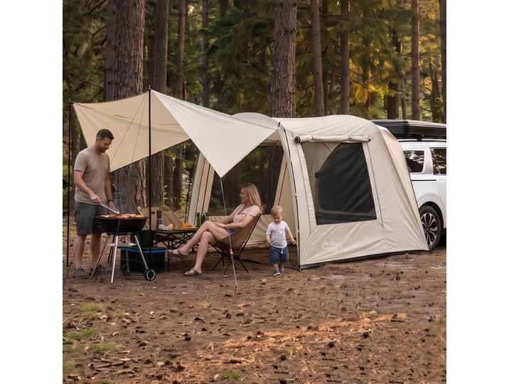 Tente de camping Lohascamping pour voiture, tente arrière portable et étanche pour SUV, tente dôme pour 3-4 personnes, tente tunnel pare-soleil, grande tente