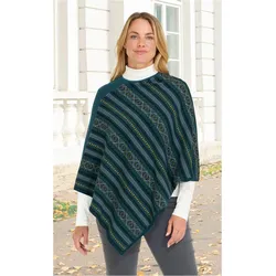 Baumwoll-Mix-Poncho in Jacquard petrol in Größe 44-50 von DW-Shop, Petrol, 44-50