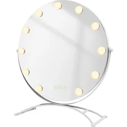 Emke, Kosmetikspiegel, Hollywood Kosmetikspiegel(Rund) mit 11 Lampen, 1X+7X Vergrösserung, 3 Farbtemperatur, 50*58cm,Weiss