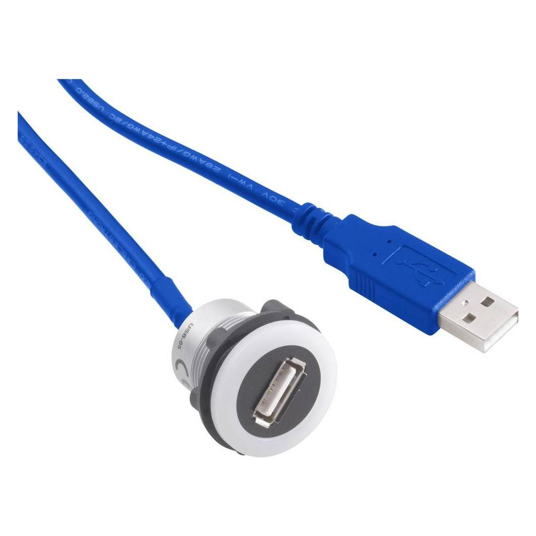 Tru Components USB-Einbaubuchse Buchse, Einbau USB-12-BK USB-Buchse Typ A auf USB-Stecker Typ A mit 60 cm Kabel Inh (92007P26)