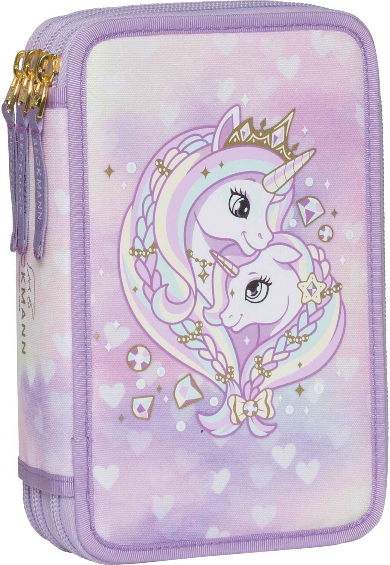 Federtasche BECKMANN "Beckmann Etui Classic Triple", Kinder, lila (violett), Kunststoff, Schreibgeräteetuis Federtasche violett Einheitsgröße