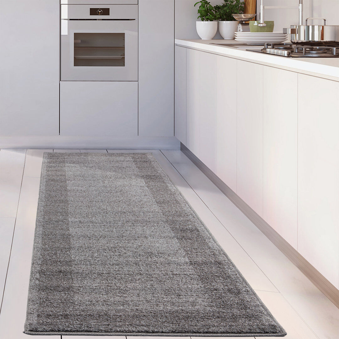 THE RUGS Ephesus Collection Living Room Rugs Bordered Design in Grey Grey Runner 60 x 240cm