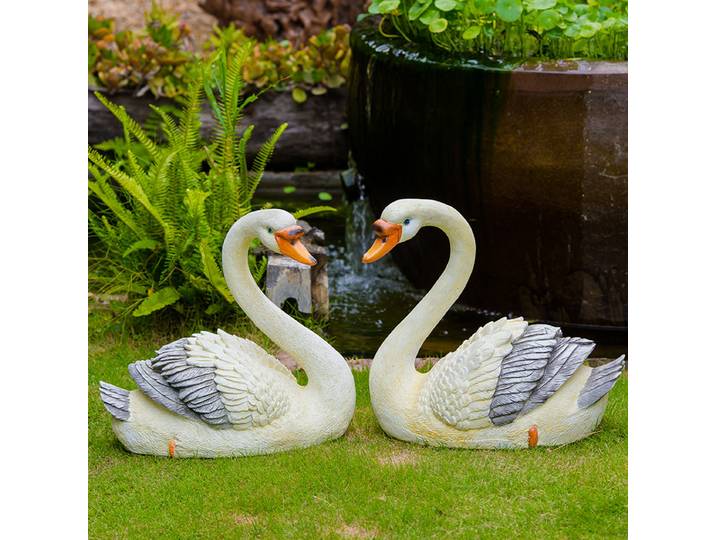 Décoration de jardin Simulation cygne cour extérieure herbe jardin paysage décoration Animal cygne Sculpture décoration
