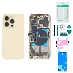 iPhone 14 Pro Gehäuse mit Backcover Gold - Set