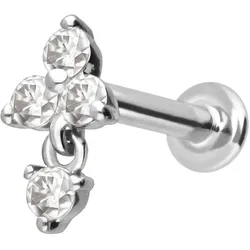 14 Karat Gold Labret mit Innengewinde MOISSANIT-BLUME + MOISSANIT