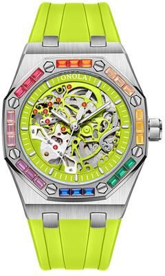Fashion Sheath ONOLA Automatic Mechanical Luxury Men Watch For Business And Military Style silver Green