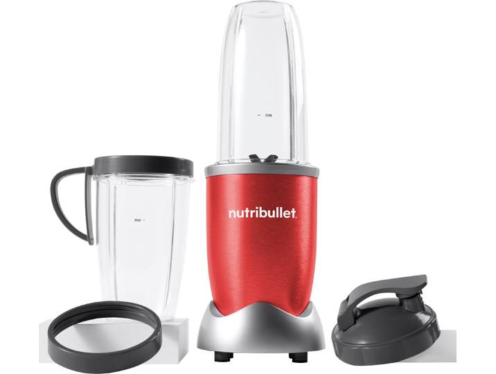 NUTRIBULLET Standmixer Pro NB907R - kompakter Mixer, 900 Watt, 2 Mixbecher (700 + 925ml), Rot , rot, B:14cm H:37,6cm T:14cm, Zerkleinerer, Drücken, drehen, mixen; starker Motor;Becher+Zubehör spülmaschinenfest, Standmixer