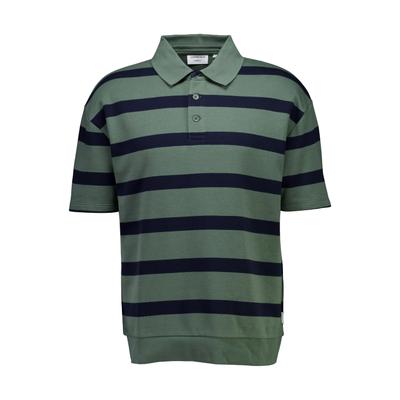 Poloshirt LINDBERGH "Poloshirt Oversize Fit", Herren, Gr. M, grün (pine grün), Obermaterial: 85% Baumwolle, 15% Polyester, gestreift, oversize, Shirts