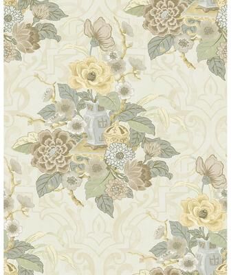 Seabrook Designs Koi Dynasty Floral Unpasted Wallpaper