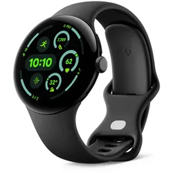 Google Pixel Watch 3 (LTE) Sportarmband 45mm, Schwarz/Schwarz