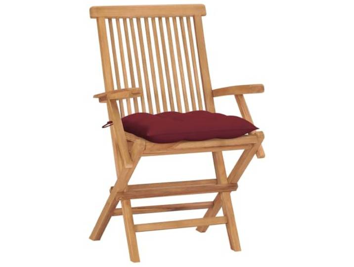 VIHHQGC Klappstühle mit weinroten Kissen, 4 Stück, Massivholz Teakholz Teakholz, fein geschliffen, leicht zu reinigen, geringes Eigengewicht, platzsparend zusammenklappbar, max. 110 kg