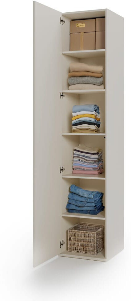 17 Stories Charlie Tall Cabinet 50 cm - Slim Tall Storage with Warm Two-Tone Design 231cm H X 50cm W X 46cm D