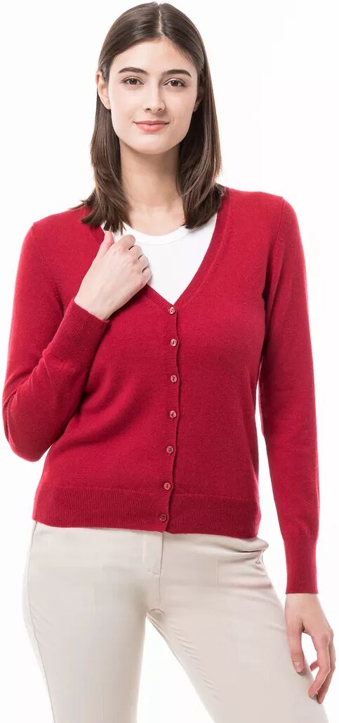 Manor Woman - Bio-Cashmere Cardigan, V-Neck, für Damen, Purpurrot, Größe XS