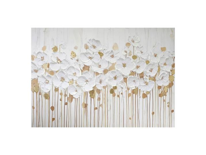 Leinwandbild HP054 Luxe Flora Weiß/Goldfarben ca. 70x100cm