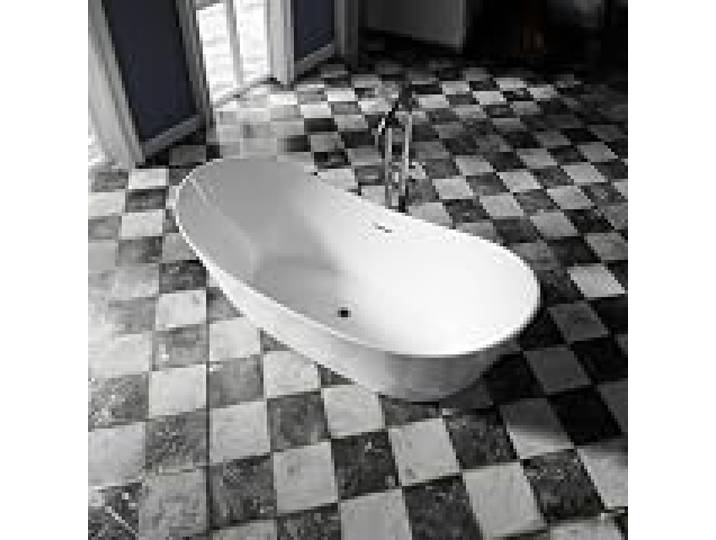 BERNSTEIN - Baignoire îlot ovale Blanc mat Acrylique + Bonde et trop plein, 190L - 170x80x68cm (lxLxH) - SIENA 2.0
