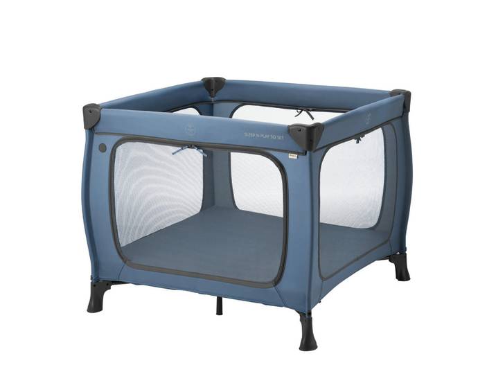Hauck Reisebett Sleep N Play SQ Set, Blau, Metall, Kunststoff, 97x76x97 cm, zusammenklappbar, Ausstieg, Babymöbel, Babybetten, Reisebetten