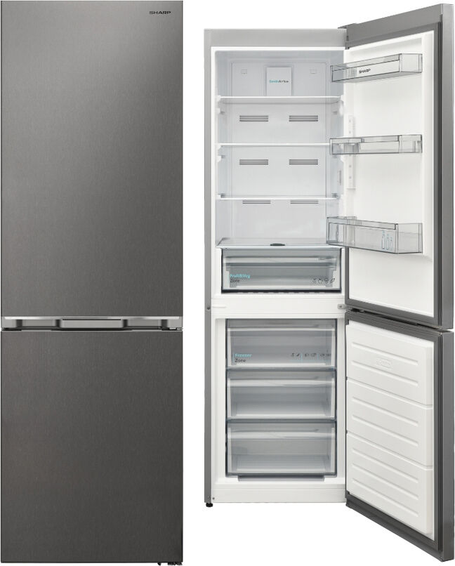 Sharp Sj-Fba11dmxpe Frigorifero Combinato Capacità 331 Litri Classe E Raffreddamento No Frost Colore Inox - Sj-Fba11dmxpe