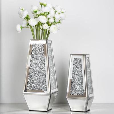 SHYFOY Crushed Diamond Mirrored Vases,Set of 2