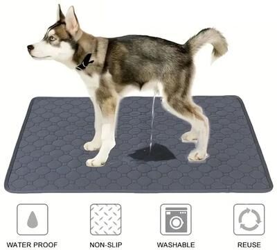 Inspire Select Reusable Washable Dog Pee Pad Waterproof Absorbent Urine Mat   Puppy Training Pad For Car Seat, Sofa & Floor Protection gray 28 40 In